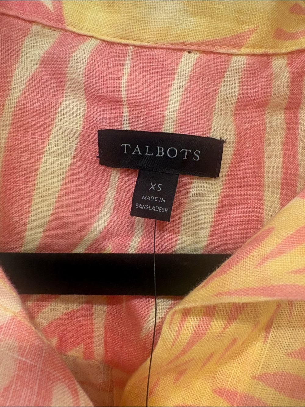 Talbots 100% Linen $99.50 NWT Tropical Leaf Button Down Top XS P2P 20” - Picture 3 of 9